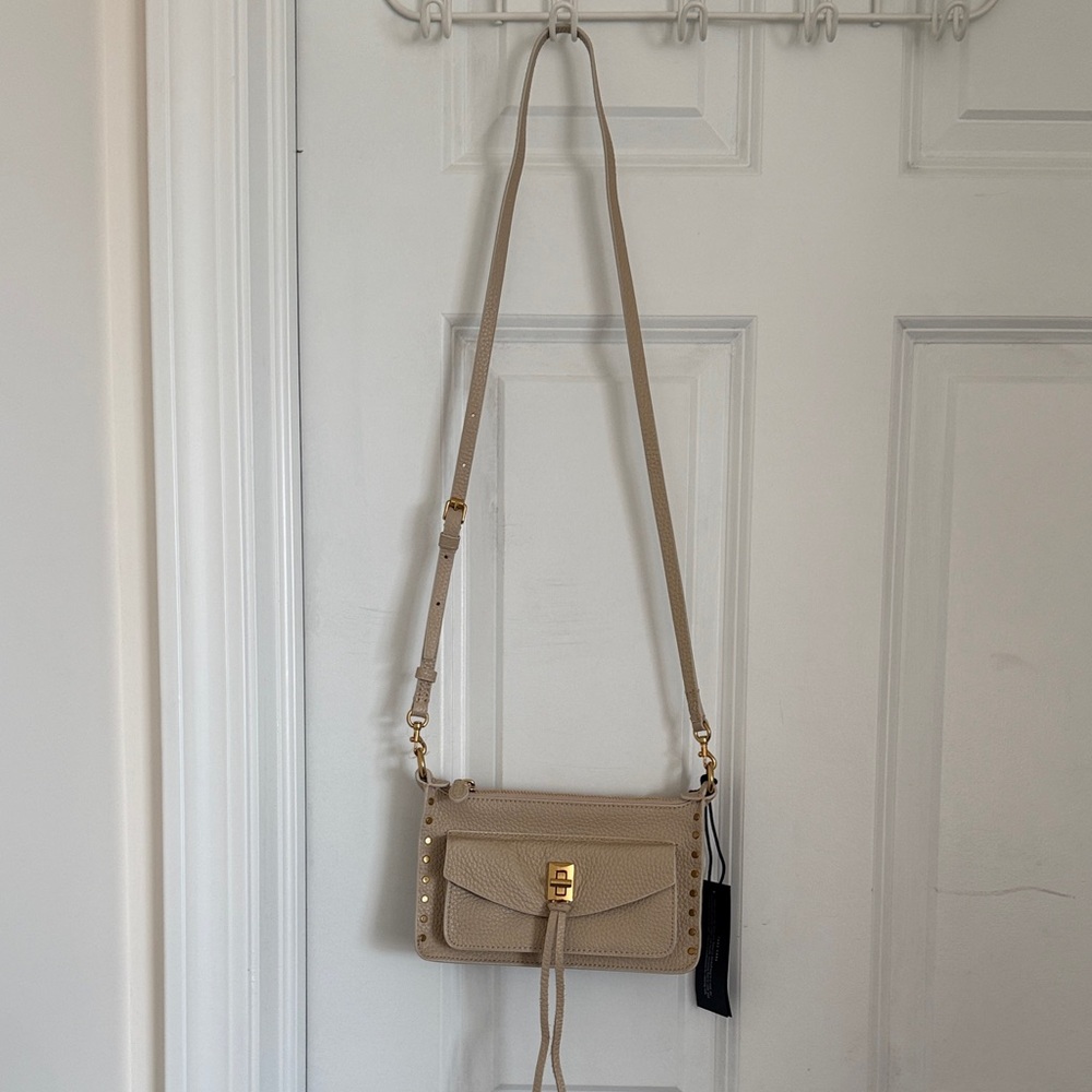 Rebecca Minkoff Stone (Cream/Beige) Darren Mini Top Zip Bag with Gold Hardware - Picture 3 of 4